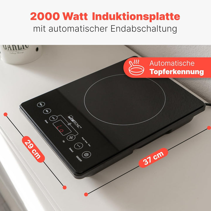 Clatronic EKI 3569 Induktions-Einzelkochplatte, elektrisches Induktionskochfeld, Induktionskochplatt