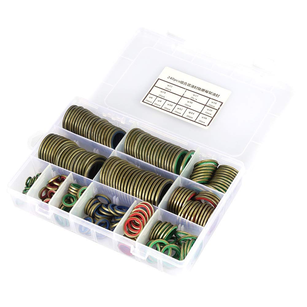 Dichtring - 6 8 10 12 14 16 18 20 22 24 27 30 mm Metall Gummi Sealing Ölabstreifring Ablassstopfen D