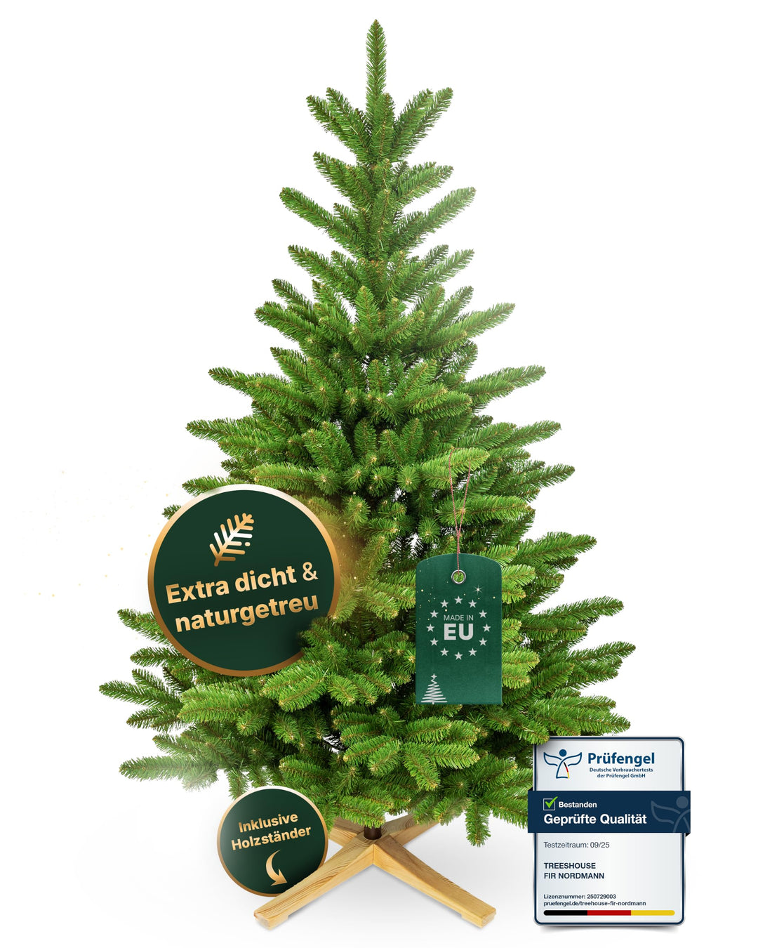 Künstlicher Weihnachtsbaum 180cm Nordmanntanne I Tannenbaum Künstlich inkl. Holzständer und Aufbewah