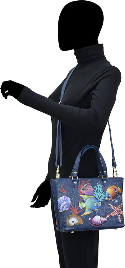 Anuschka Women's Echtleder Medium Tote - Handbemalte Handwerkskunst Mystical Reef, Mystical Reef
