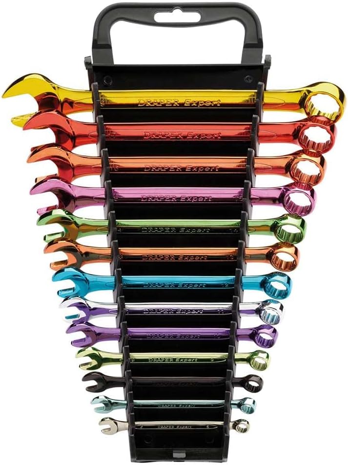 Draper 23017 Expert hochdrehbarer metrischer Ringmaulschlüsselsatz, 6 mm - 19 mm, mehrfarbig, 13-tei
