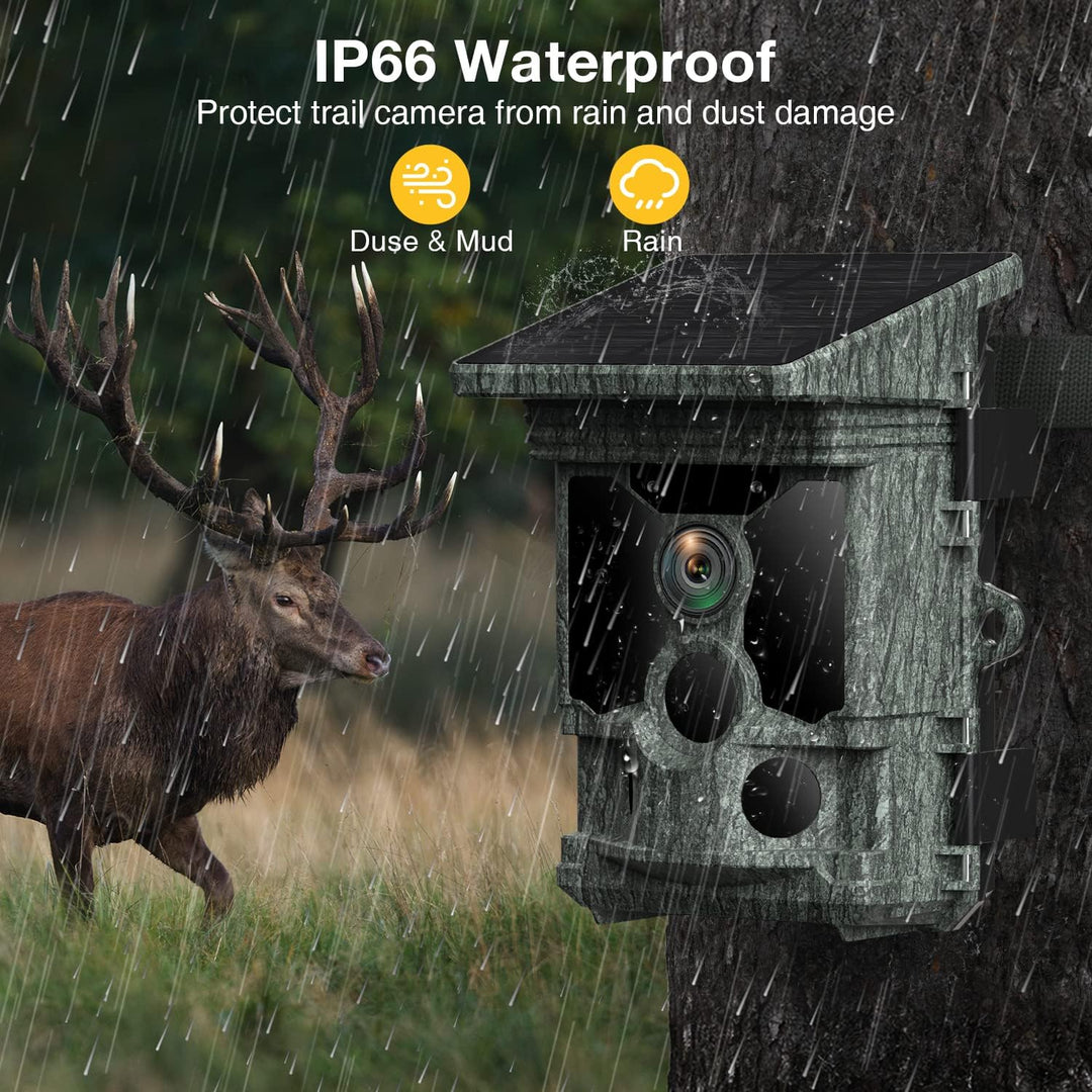 VOOPEAK Wildkamera Solar WLAN - 4K 30fps 46MP Wildkamera mit Handyübertragung App, Wildtierkamera mi