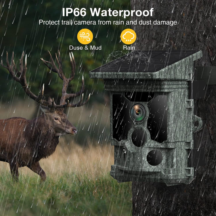 VOOPEAK Wildkamera Solar WLAN - 4K 30fps 46MP Wildkamera mit Handyübertragung App, Wildtierkamera mi