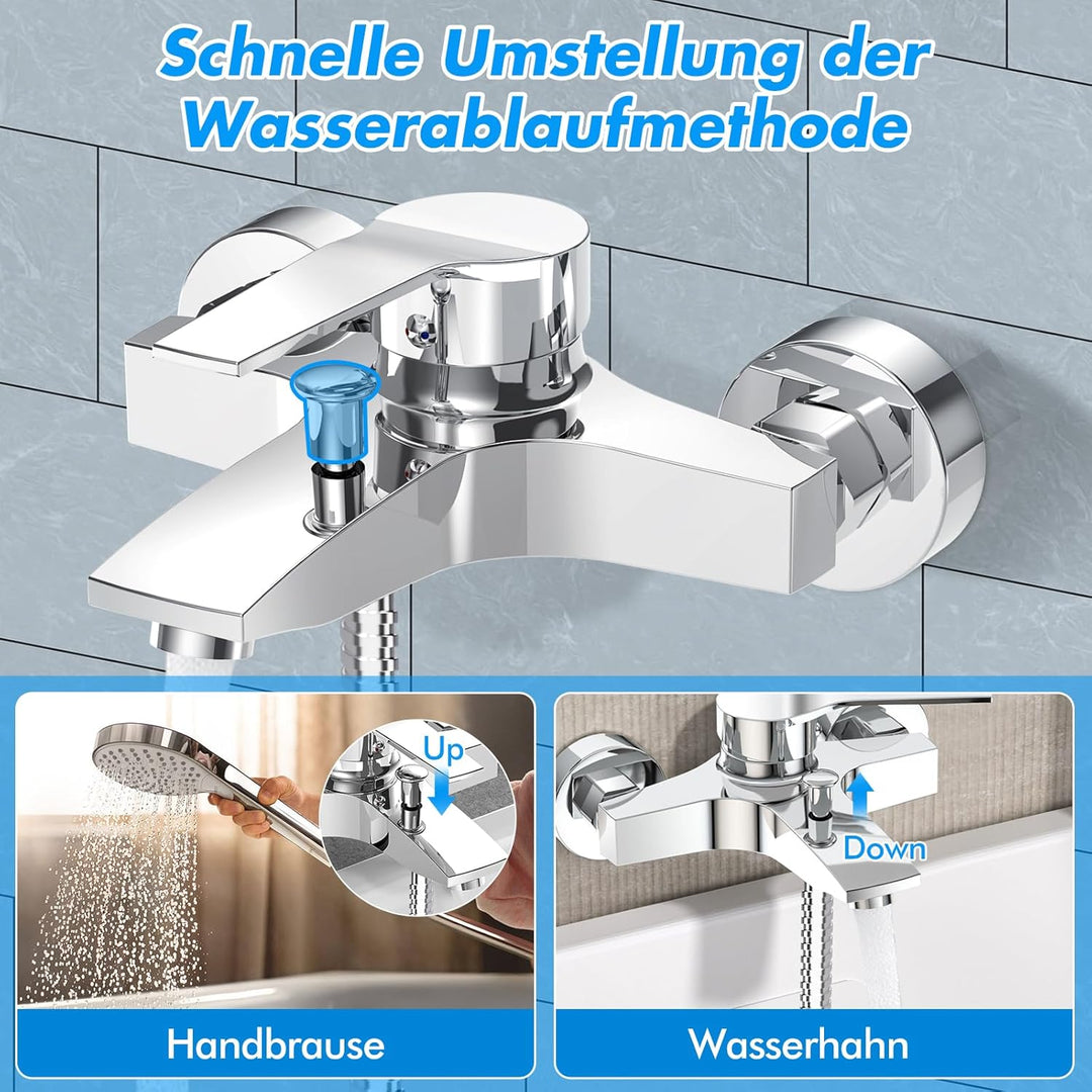 LADOKEE Badewannenarmatur, Wasserhahn Badewanne mit G1/2"-Anschluss, Einhebel Mischbatterie Badewann