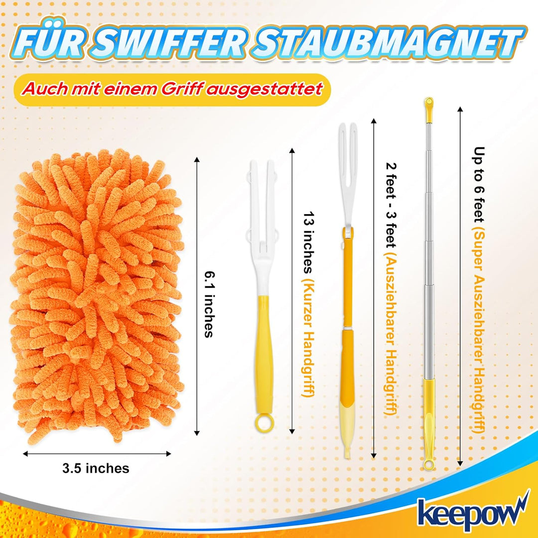KEEPOW 8 Stück Staubwedel Waschbar für Swiffer Staubmagnet Nachfüllpack – Wiederverwendbar Tücher fü