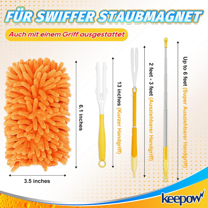 KEEPOW 8 Stück Staubwedel Waschbar für Swiffer Staubmagnet Nachfüllpack – Wiederverwendbar Tücher fü