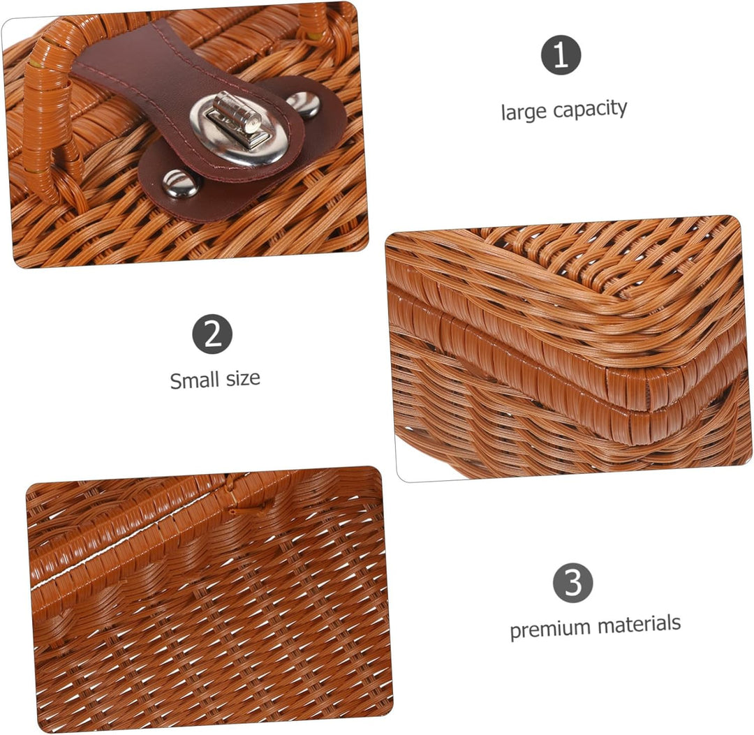 BESPORTBLE Koffer aus Rattanimitat Picknickkorb aus Rattan simuliertes handgewebtes Rattangehäuse Au
