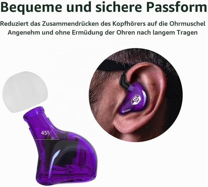 BASN Bsinger In-Ear-Monitore Geräuschisolierende Kopfhörer, Dual-dynamische Treiber High Definition