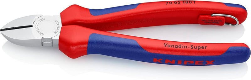 Knipex Seitenschneider verchromt, mit Mehrkomponenten-Hüllen, mit Befestigungsöse zum Anbringen eine