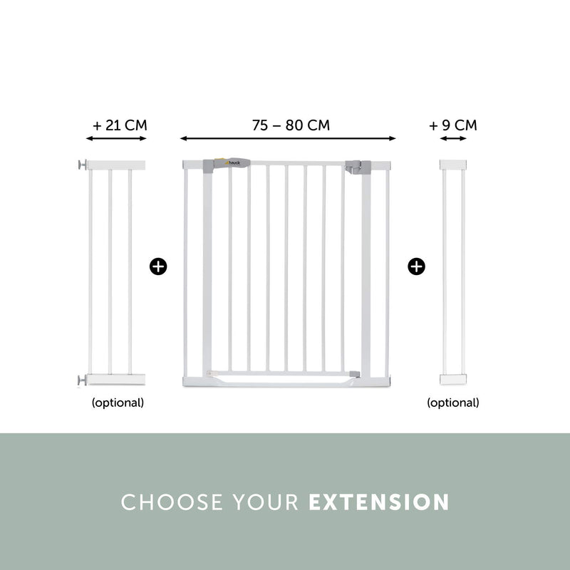 Hauck Treppenschutzgitter / Türschutzgitter Clear Step Gate, für Breiten 75 - 80 cm, Ultra Flache Sc