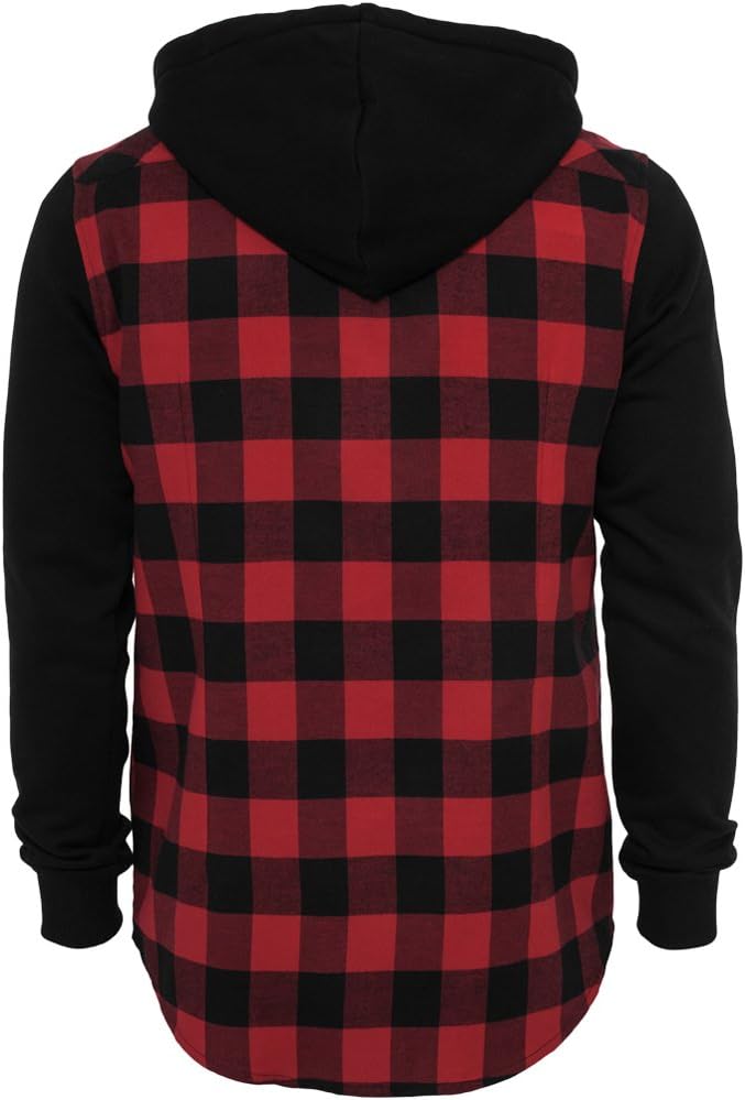 Urban Classics Hooded Checked Flanell Männer Flanellhemd schwarz/rot Basics, Streetwear S Blk/Red/Bl