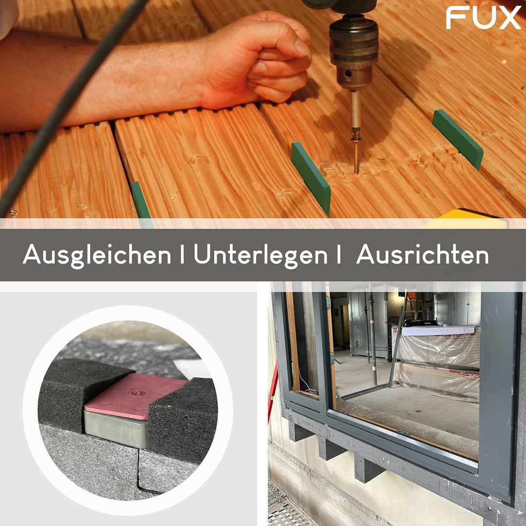 100 Stück Abstandshalter, Unterlegplatten Kunststoff, 60mmx40mmx1,5mm-20mm, Verglasungsklötze, Dista