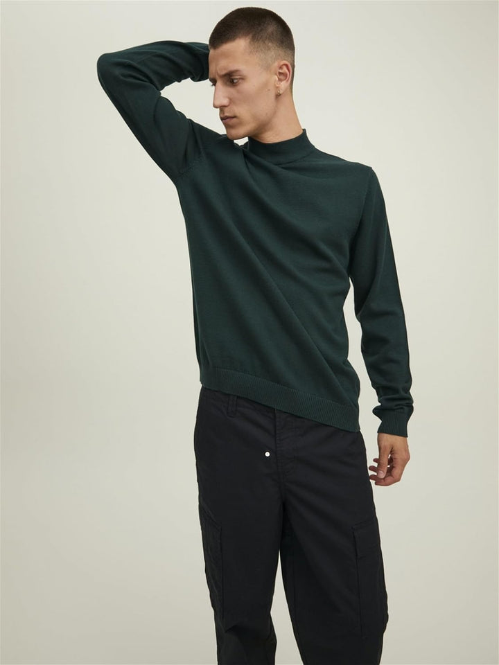 JACK & JONES Herren Jjebasic Knit Mock Neck Noos Pullover, Pine Grove