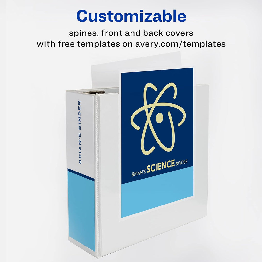 Avery Haltbarer Sichtmappe mit abgeschrägtem Ring. 2-er Packung 4" weiss weiss 4" 2-er Packung, Weis