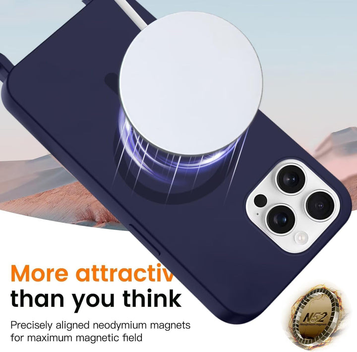 Handykette für iPhone 13 Pro Hülle mit Band [Kompatibel mit Magsafe] Flüssig Silikon Necklace Handyh
