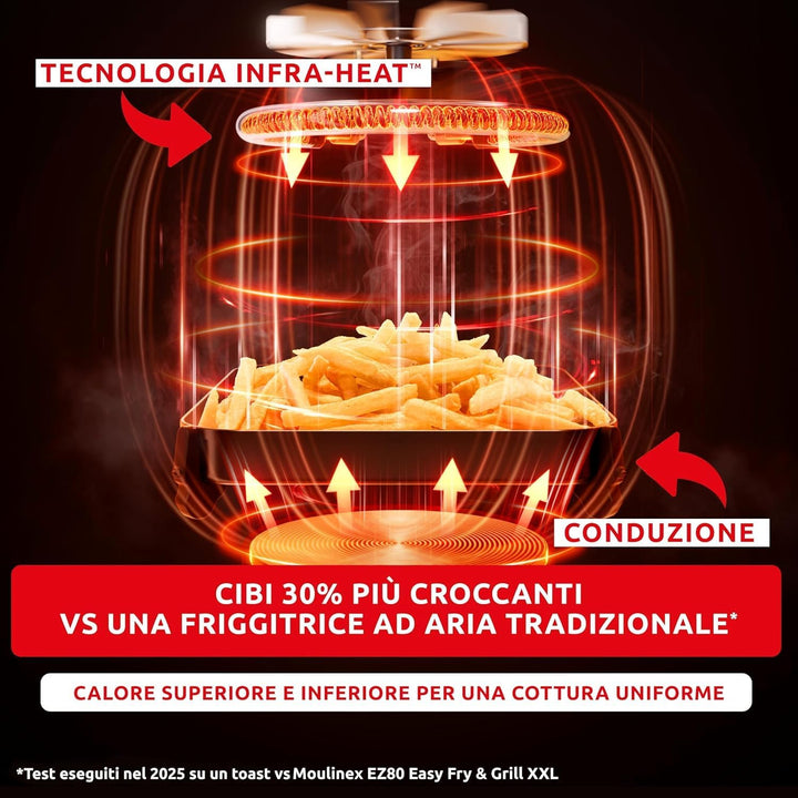 Moulinex Easy Fry Infrared 7L, Air Fryer, exklusive Infrarot-Technologie, schneller, gleichmässiger,