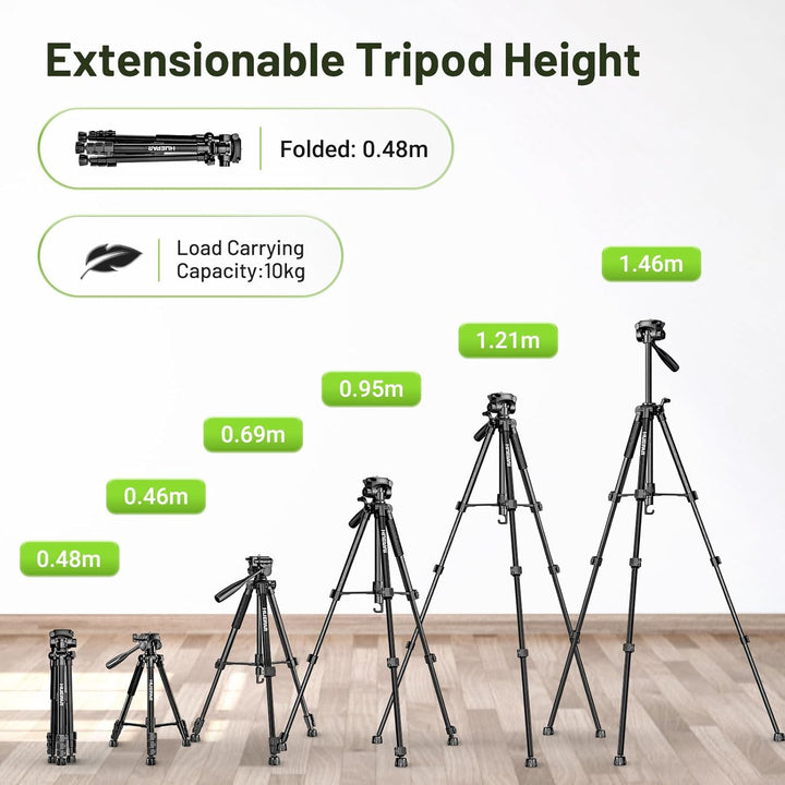 Huepar Professionelles Baustativ für Laser und Kameras, 146 cm verstellbar für Hochleistungslaser, P