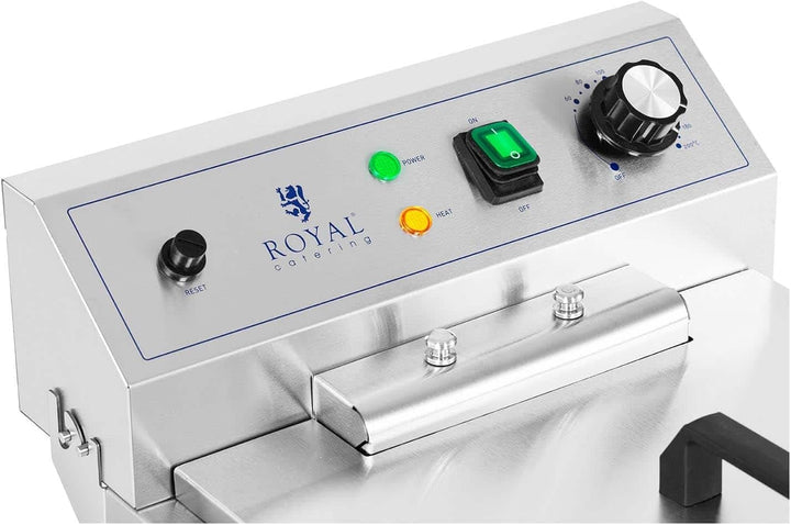 Royal Catering RCPKF 13DSH Elektro-Fritteuse mit Unterschrank 13 L 5.000 W Ablasshahn Kaltzone Fritt