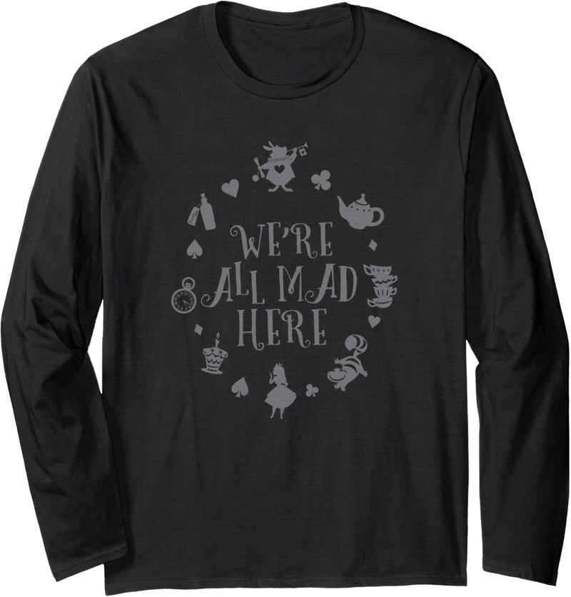 Disney Alice in Wonderland Mad Here Grey Langarmshirt