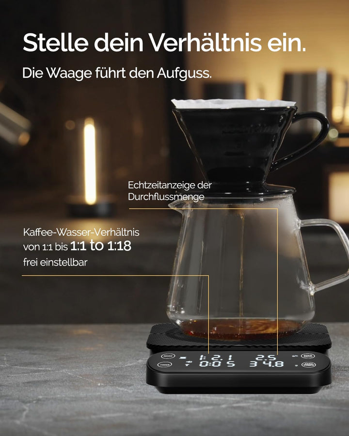 Maestri House S3 Kaffeewaage mit Timer, 3kg/0,1g Wiederaufladbar Digitale Espresso Waage, 3 Brühmodi