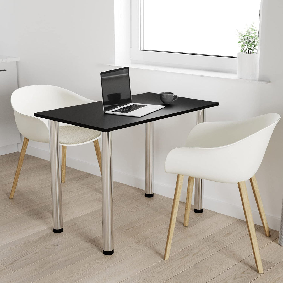 mikon 70x40 | Esszimmertisch - Esstisch - Tisch mit Chrombeinen - Küchentisch - Bürotisch | SCHWARZ