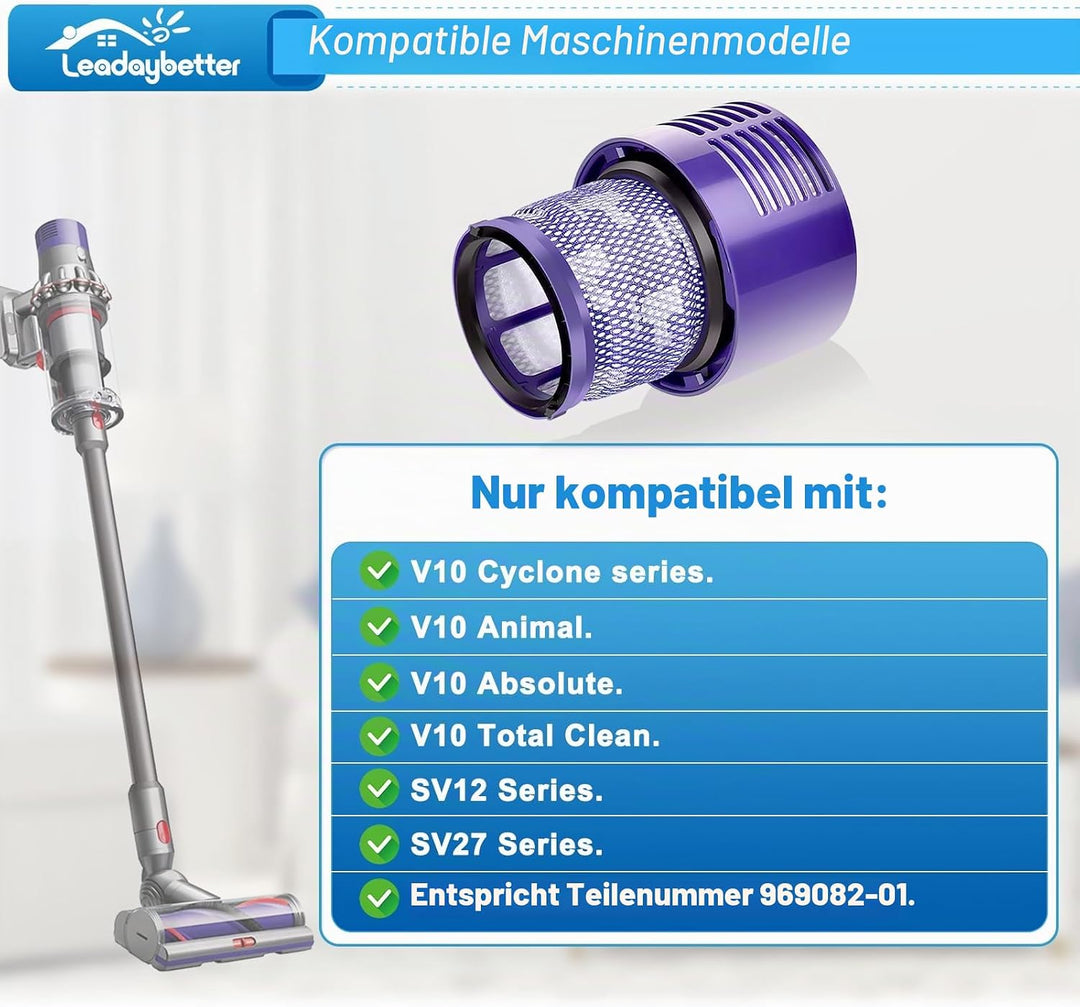 4 Stück Ersatzfilter für Dyson V10 SV12 Cyclone Animal Absolute Fluffy V10 Total Clean Akku Staubsau