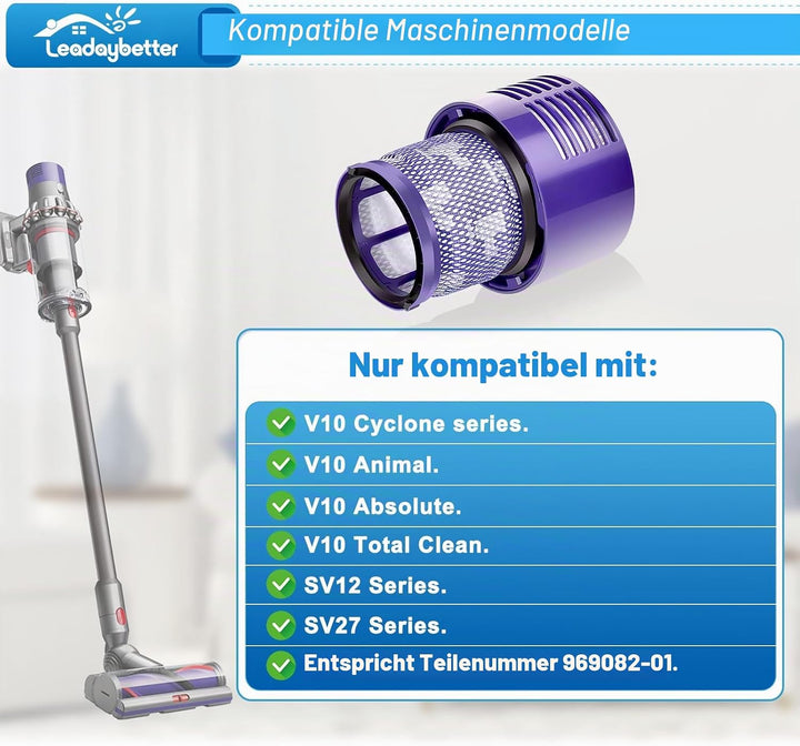 4 Stück Ersatzfilter für Dyson V10 SV12 Cyclone Animal Absolute Fluffy V10 Total Clean Akku Staubsau