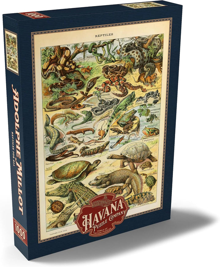 Reptilien für alle, Vintage Art Poster, Adolphe Millot - Premium 1000 Teile Puzzle - MyPuzzle Sonder