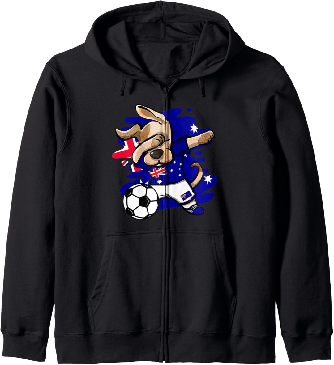 Lustiger Dabbing Hund Australien Fussball Australische Flagge Kapuzenjacke