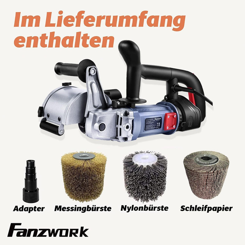 FANZWORK V2 1500 Watt Satiniermaschine zur Renovierung von Oberflächen aller Art, mit Staubsaugung-A