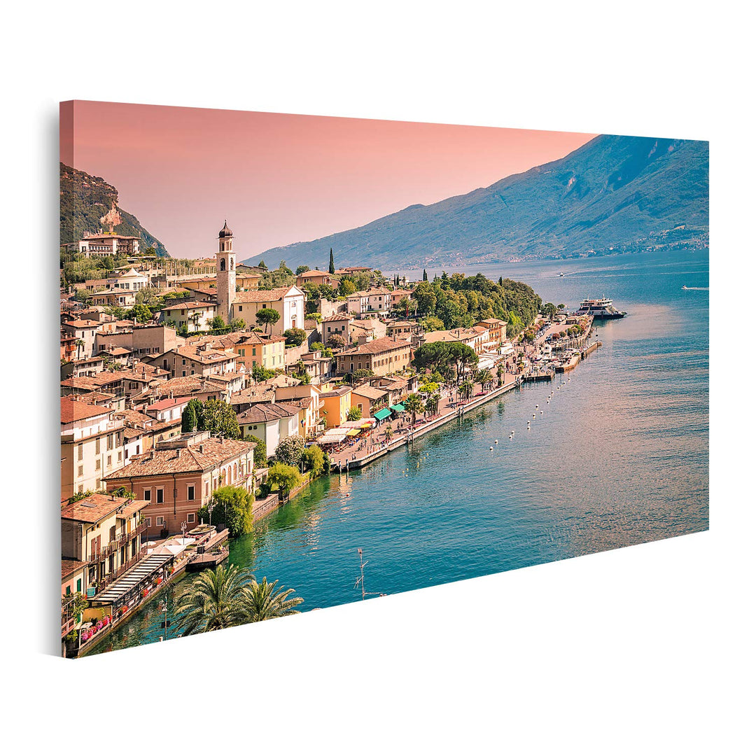 islandburner Bild auf Leinwand Panorama Von Limone Sul Garda Eine Kleine Stadt Am Gardasee Italien B
