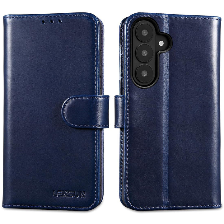 LENSUN Echtleder Handyhülle für Samsung Galaxy S26 5G, Lederhülle [Brieftasche][Bookstyle][Premium L