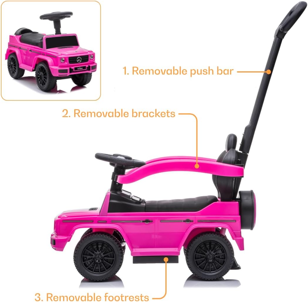 Mercedes G350d 2-in-1 Rutschauto mit Schiebestange, 1-3 Jahre, Rosa, Rosa