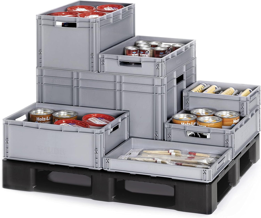 Auer Packaging Eurobehälter 60 x 40 x 42 cm, 86 Liter Eurobox grosse Lagerbox mit Griffen 60x40x42 P