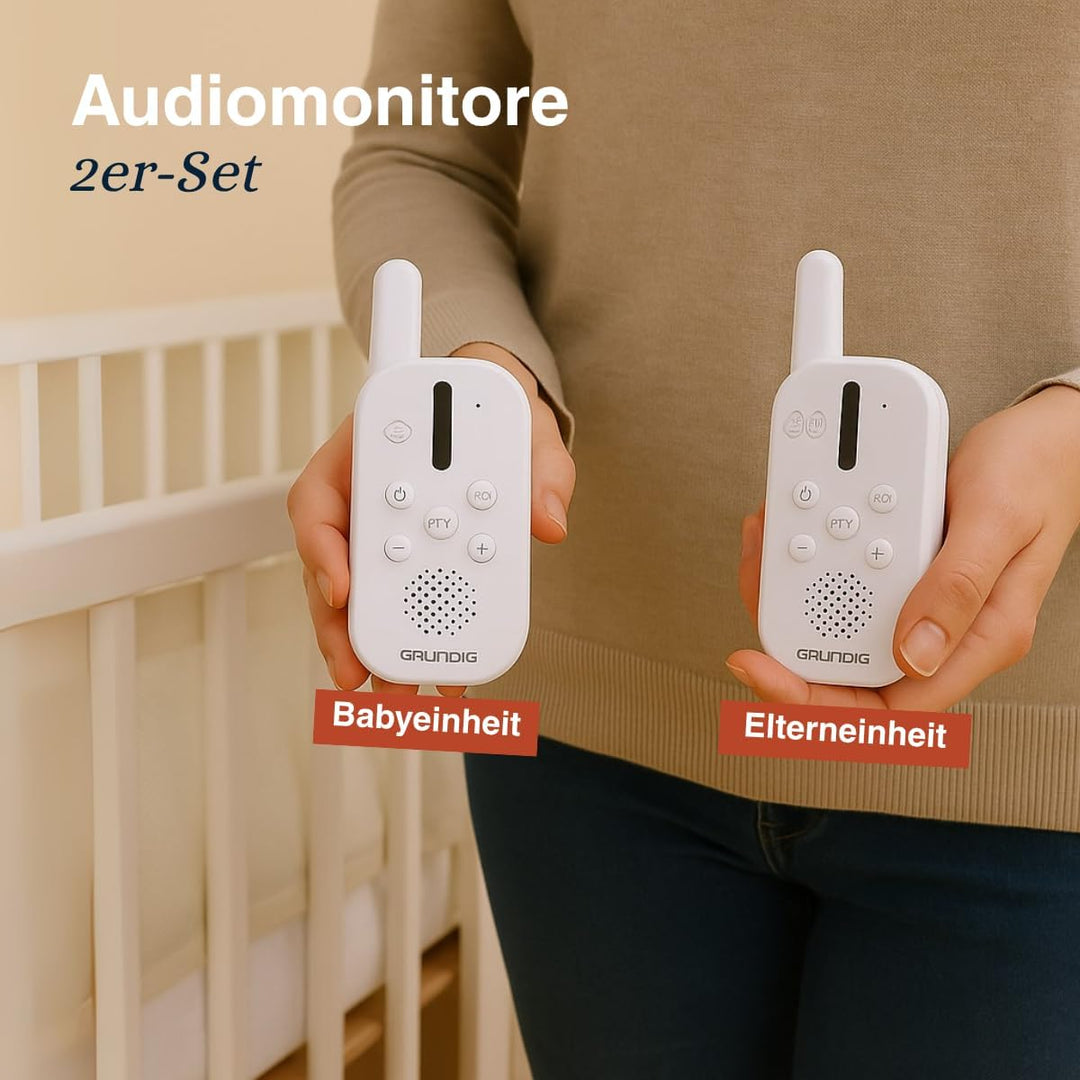 Grundig DECT Audio-Babyphone – Babyfon mit 150 m Reichweite – Eltern-Kind-Einheit – mit LED-Tonanzei