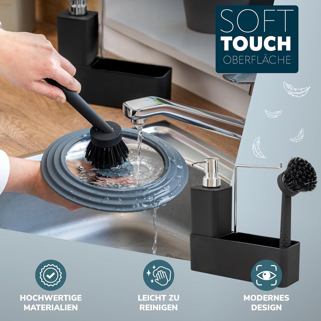 eluno Spülbecken Organizer mit Soft-Touch Oberfläche für Küche & Bad, Spülutensilienhalter inkl. Sei