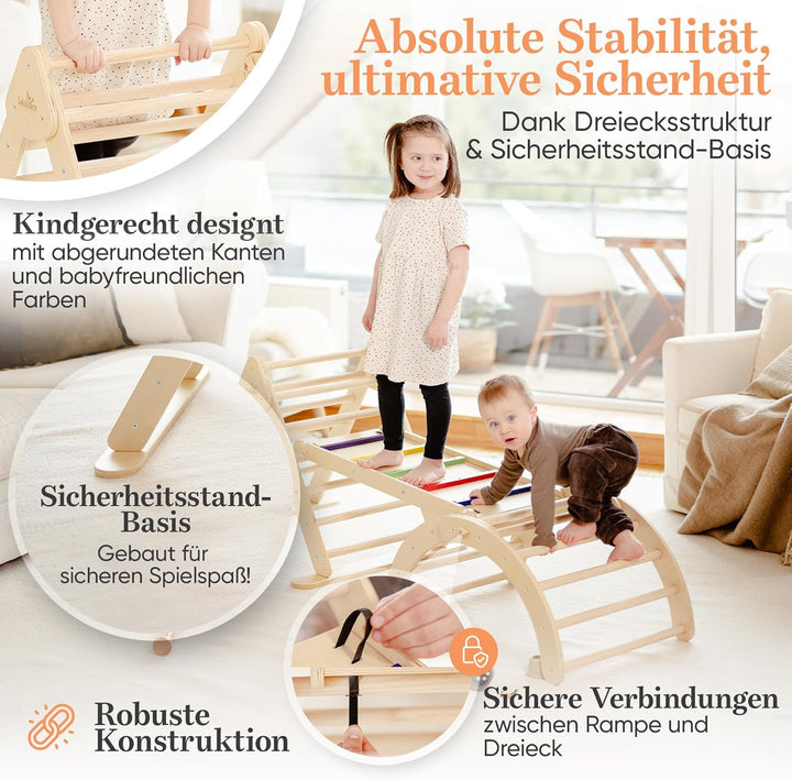 Lululearn® Klettergerüst [FALTBAR] ideal für Indoor & Outdoor-Bereich - Kletterdreieck & Kletterboge