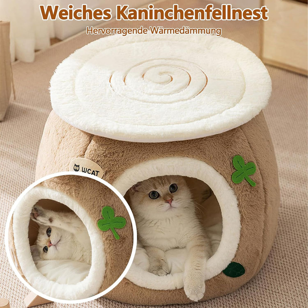Galatée Katzenhöhlenbett, Superweiches Plüsch-Haustierbett Mit Rutschfester Unterseite, Süsses Carto