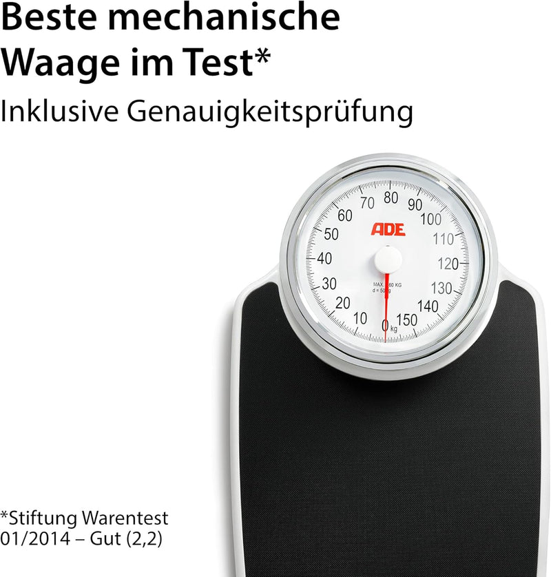 ADE Personenwaage analog. Besonders präzise analoge XL Körperwaage im klassischen Doktorwaagen-Desig