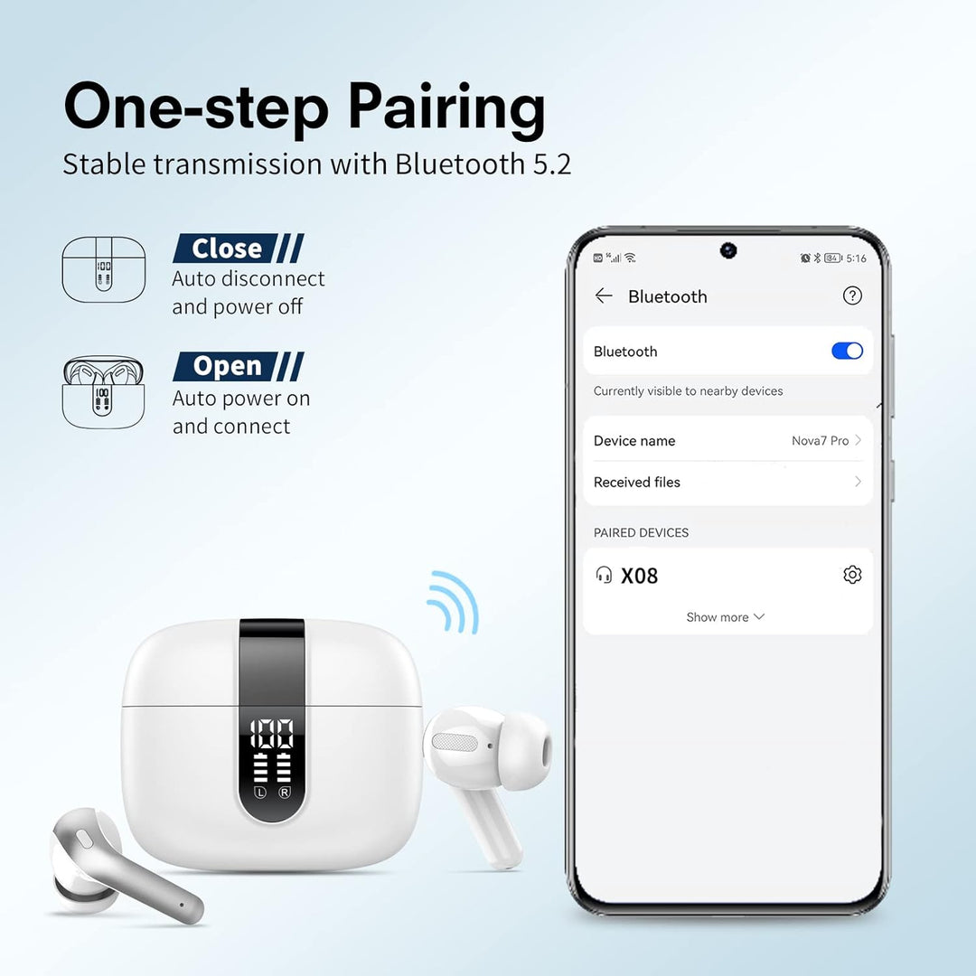 taopod Kopfhörer Kabellos Bluetooth, Bluetooth Kopfhörer Mit Mikrofon, In Ear Kopfhörer Bluetooth 5.