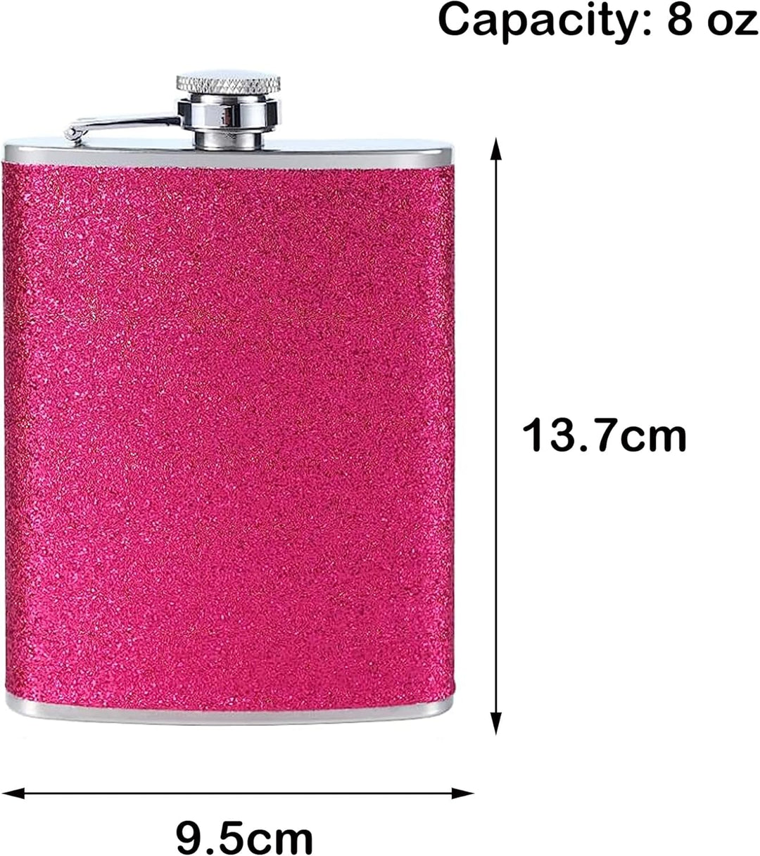 Frauen Flachmann Klein mit Glitzer Color Mini Mit A Trichter Tragbar Edelstahl Flachmann Tragbar Ede