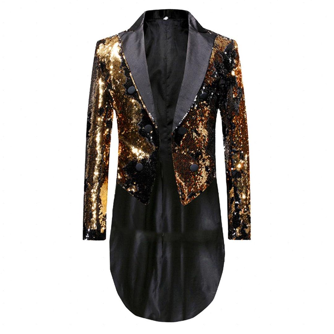 Herren Glitzer Frack Jacke Pailletten Sakko Smoking Mantel Blazer Freizeit 70er Disco Kostüm Anzugja