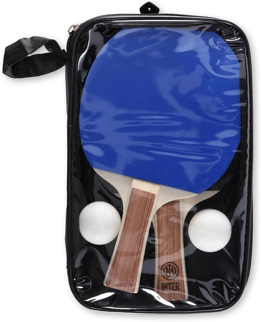 Inter - Tischtennisschläger mit Logo und Set mit Zwei Bällen Kinder und Erwachsene Interisten - Offi