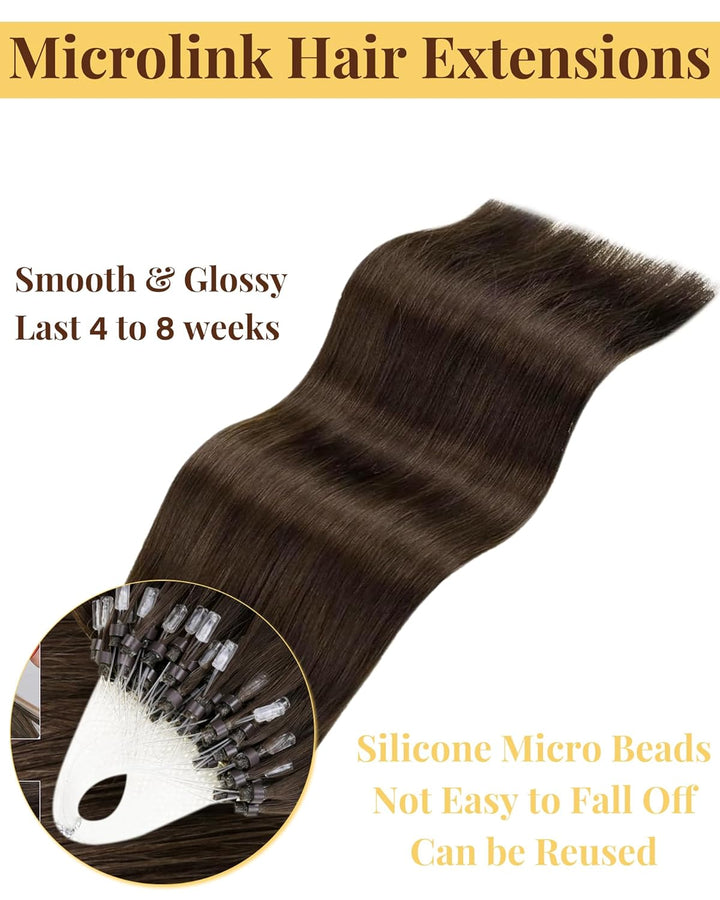 Hetto Extensions Echthaar Microring Braun Echthaar Micro Loop Extensions Remy Haarverlängerung Micro