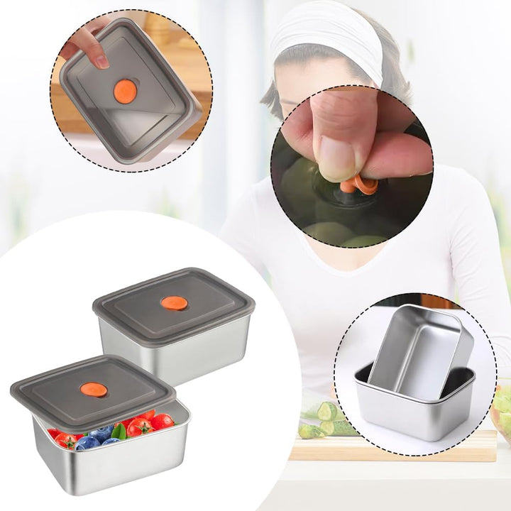 6 Stück Frischhaltedosen Mit Deckel,Meal Prep Boxen,Edelstahl | Lebensmittelbehälter Luftdicht 13,5*