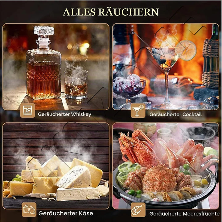 Cocktail Smoker Kit, MKNZOME Whiskey Smoker Kit mit 4 Geräuchertem Cocktail Raucher Kit Sägemehl Vat