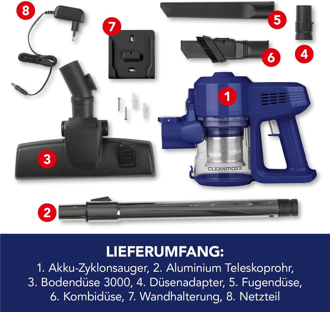 CLEANmaxx Kabelloser Hand- und Bodenstaubsauger | Flexible & kraftvolle Reinigung für EIN rundum sau