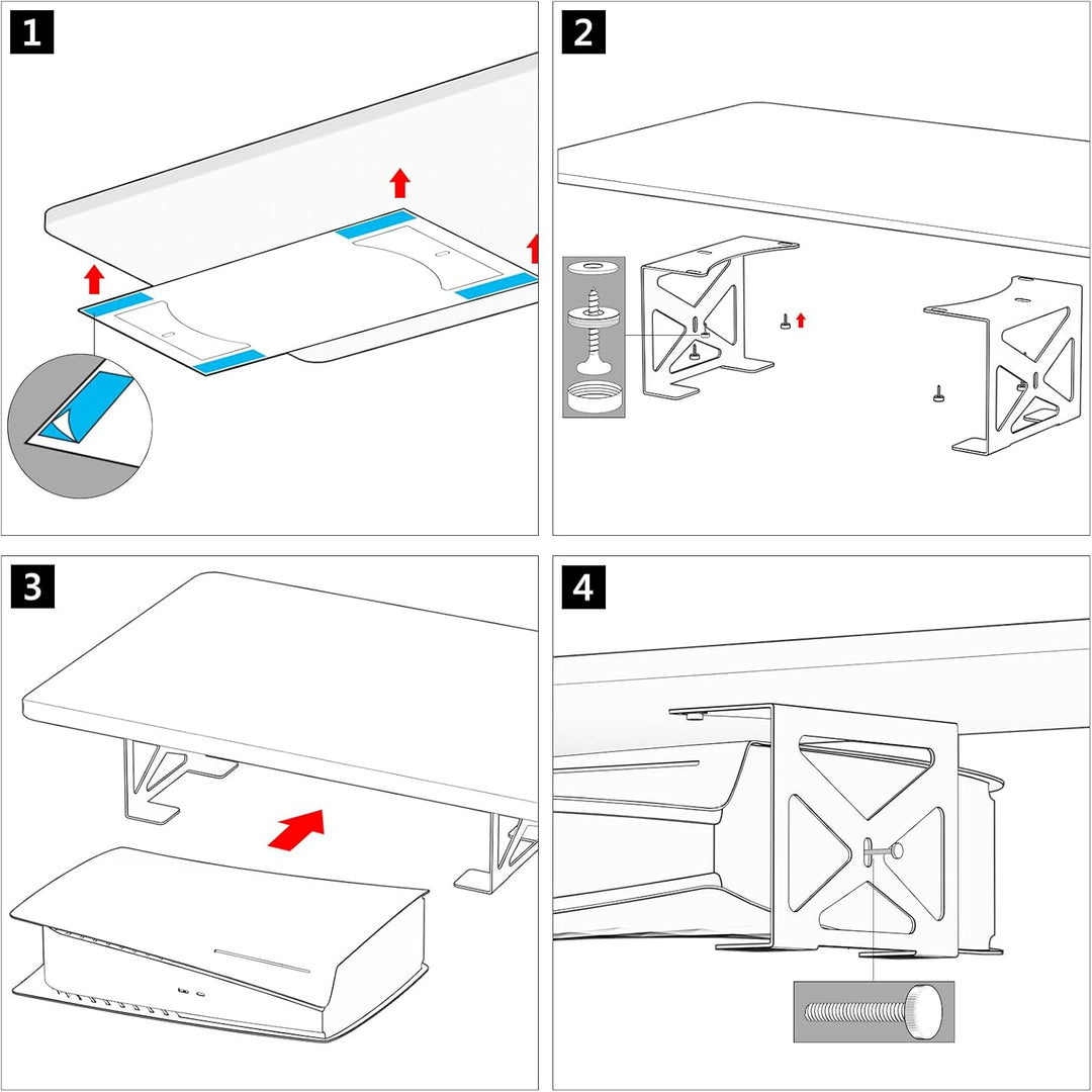 GEEKRIA Untertischhalterung, kompatibel mit Sony PlayStation 5-Konsolenständer, Halterung aus Alumin