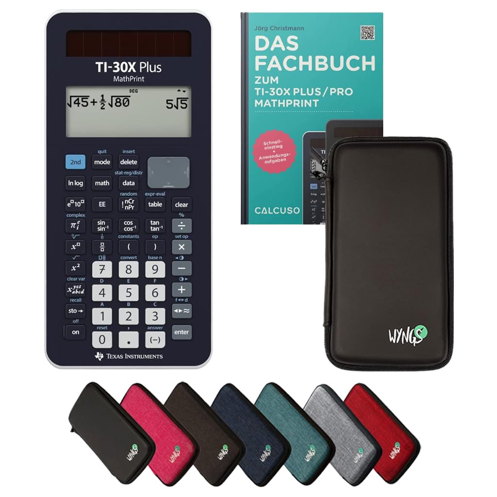 CALCUSO Standardpaket: TI-30X Plus MathPrint technischwissenschaftlicher Schulrechner + WYNGS Schutz