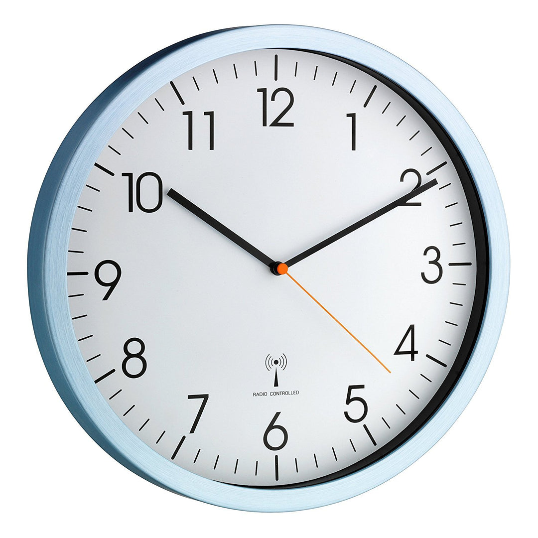 TFA Dostmann 60.3517.55 Funk-Wanduhr mit Alurahmen (Aluminium mit Batterie)